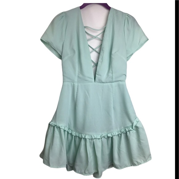 Superdown Revolve Mint Valery Lace Up Mini Dress - Picture 3 of 15